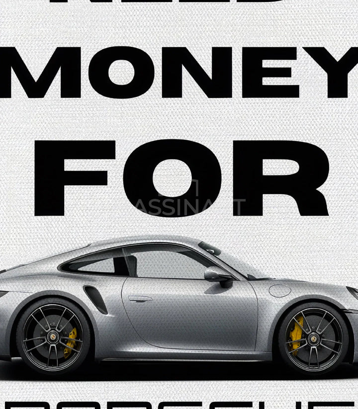 Cuadro Porsche 911 deportivo motor abierto negro y blanco Massinart