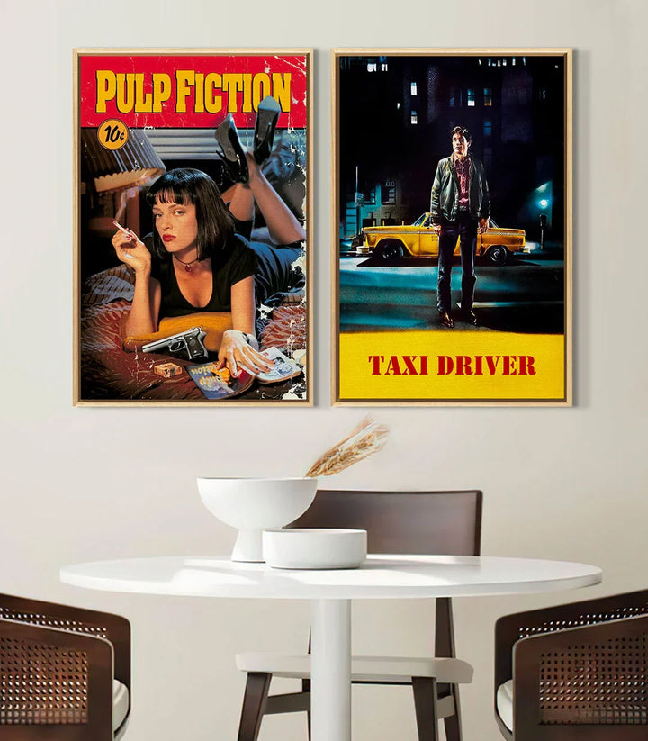 Díptico películas de culto en salón moderno decoración mural cine Massinart