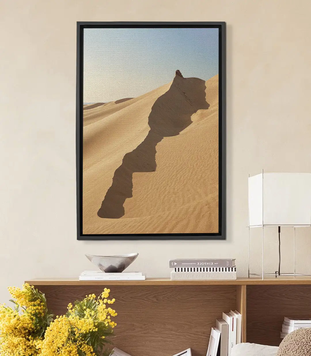 Cuadro Moroccan Sahara mapa marroquí duna dorada tonos beige arte mural Massinart