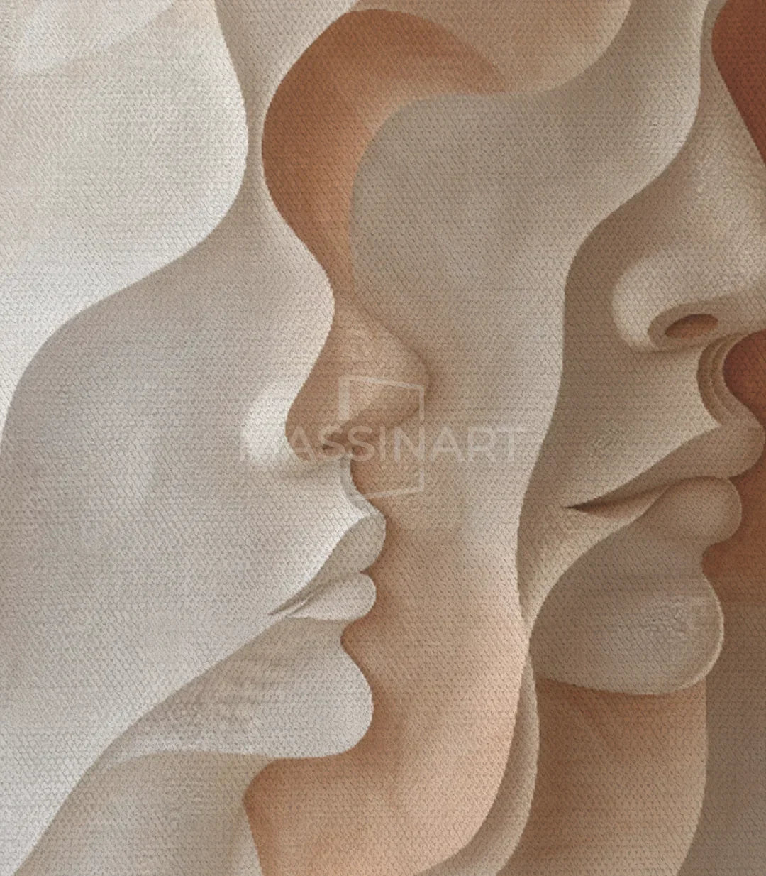 Cuadro Duo perfiles abstractos — simulación salón moderno Massinart estilo contemporáneo