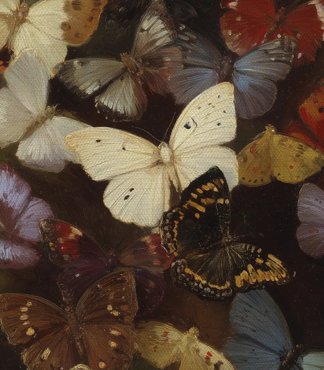 Paleta de colores cuadro mariposas Massinart — tonos vintage naturaleza