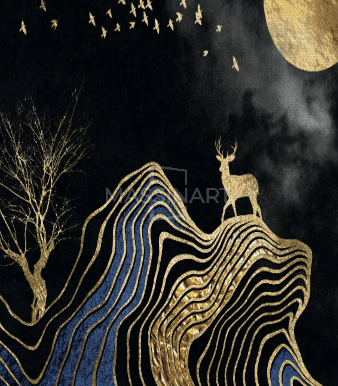 Cuadro Golden Full Moon arte contemporáneo para decoración interior — Massinart