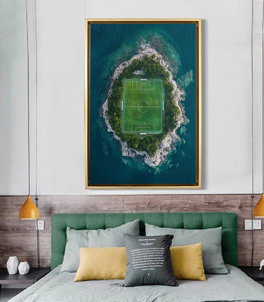 Cuadro Seaside Stadium en habitación de chico moderna — decoración mural sobre la cama