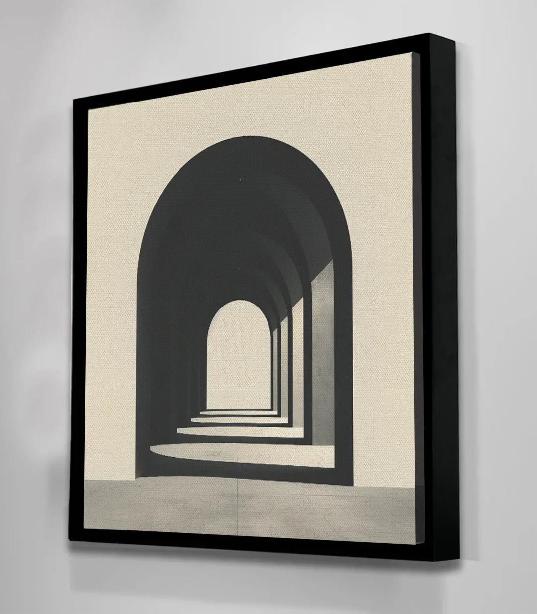 Cuadro Portal en dormitorio Massinart — estilo minimalista negro y beige
