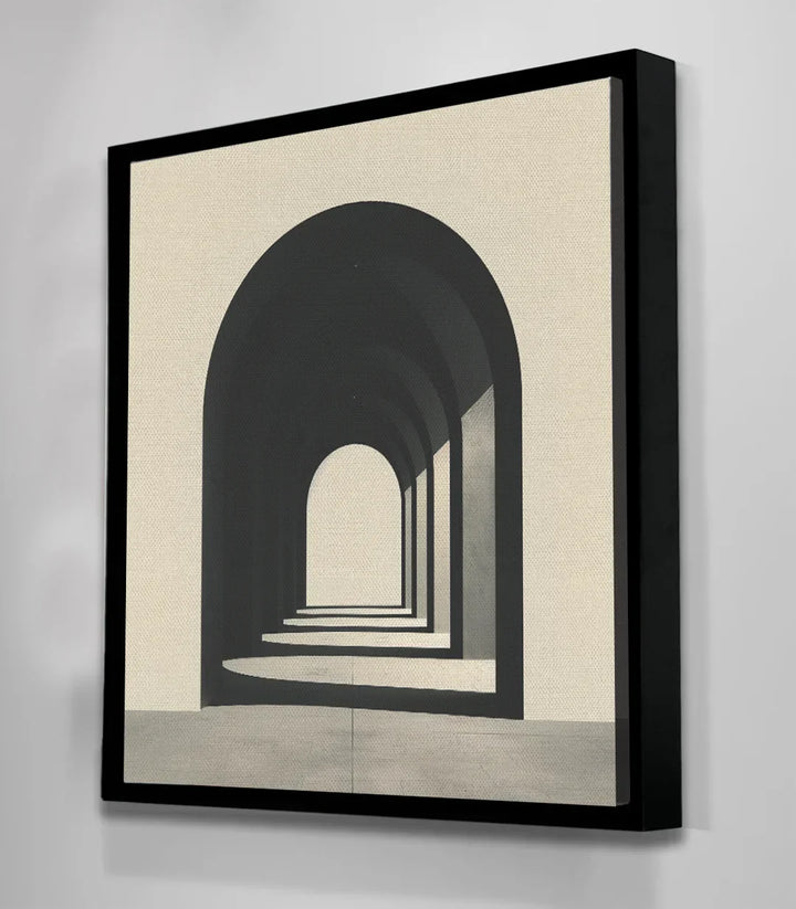 Cuadro Portal en dormitorio Massinart — estilo minimalista negro y beige