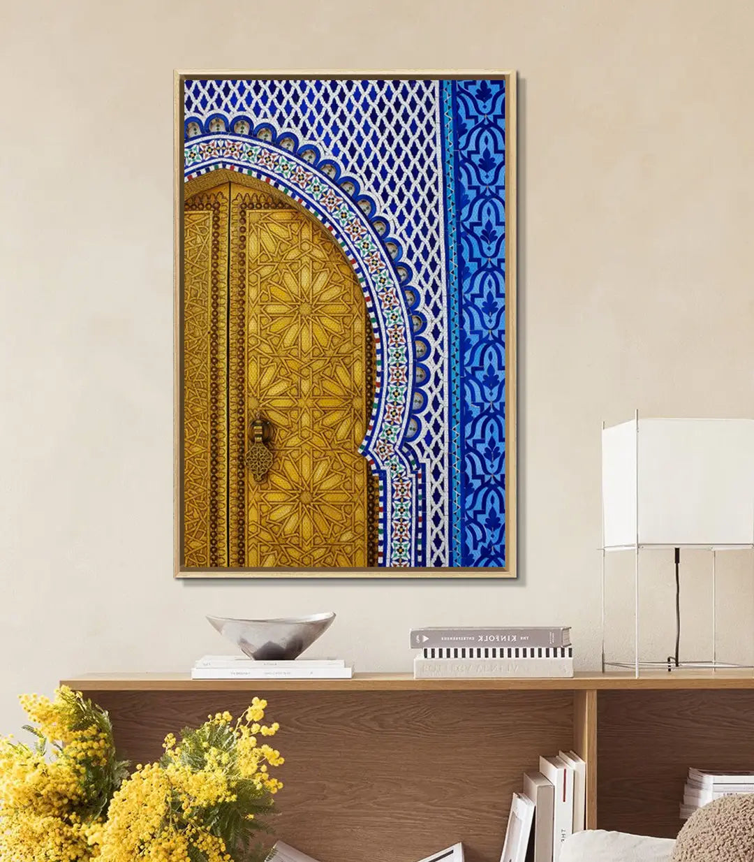 Golden Mosaic en salón y recibidor, decoración mural con motivos orientales — Massinart