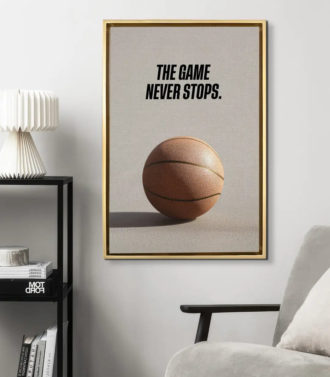 Cuadro de baloncesto en decoración de oficina moderna, estilo minimalista deportivo, Massinart