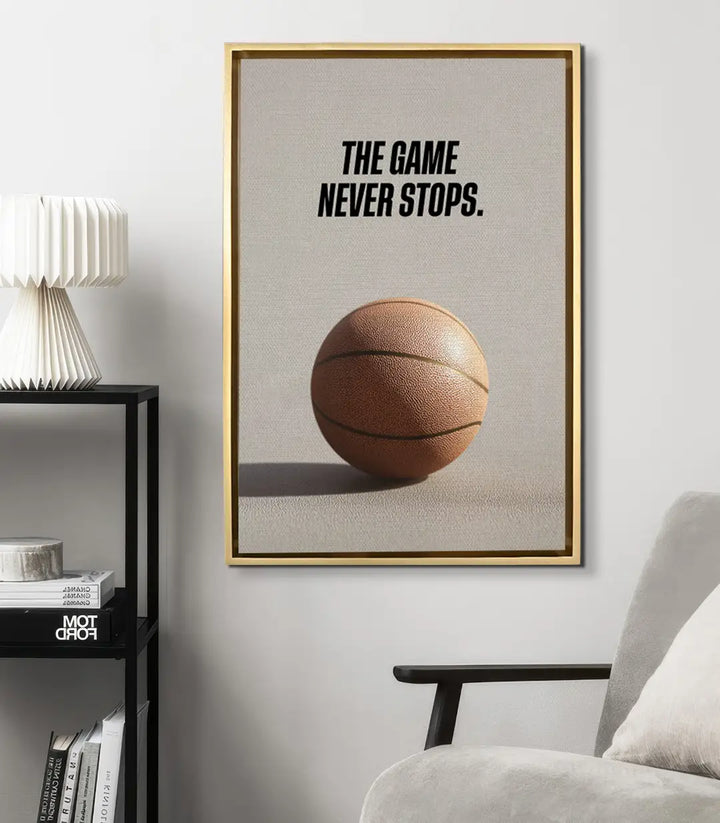 Cuadro de baloncesto en decoración de oficina moderna, estilo minimalista deportivo, Massinart