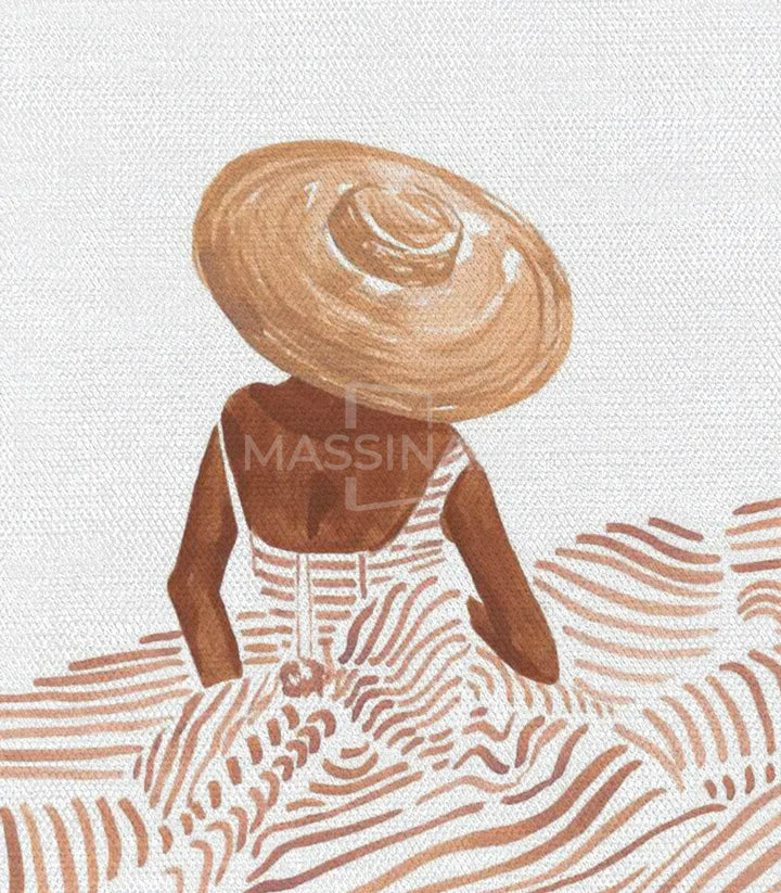 Decoración de dormitorio con cuadros minimalistas de mujer entre campos — Massinart