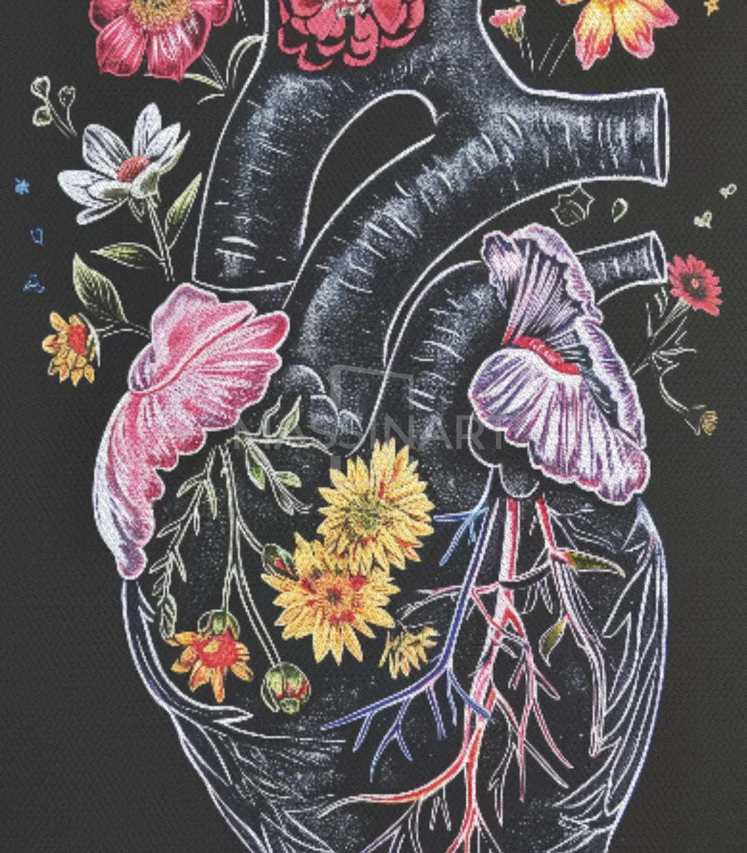 Presentación del enmarcado — corazón anatómico arte floral Massinart