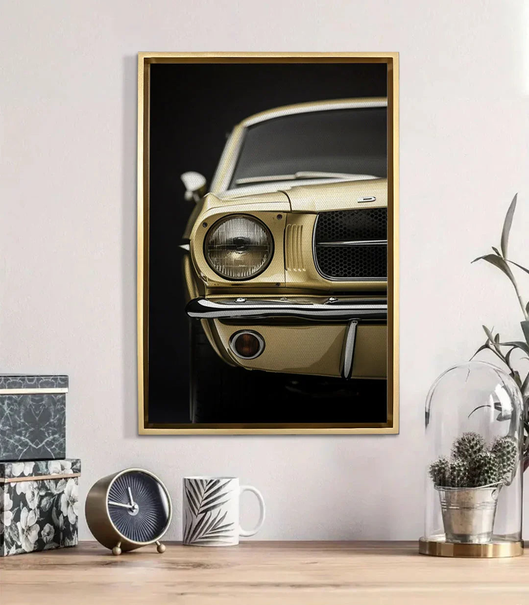 Cuadro Timeless Mustang en salón moderno decoración mural estilo retro Massinart