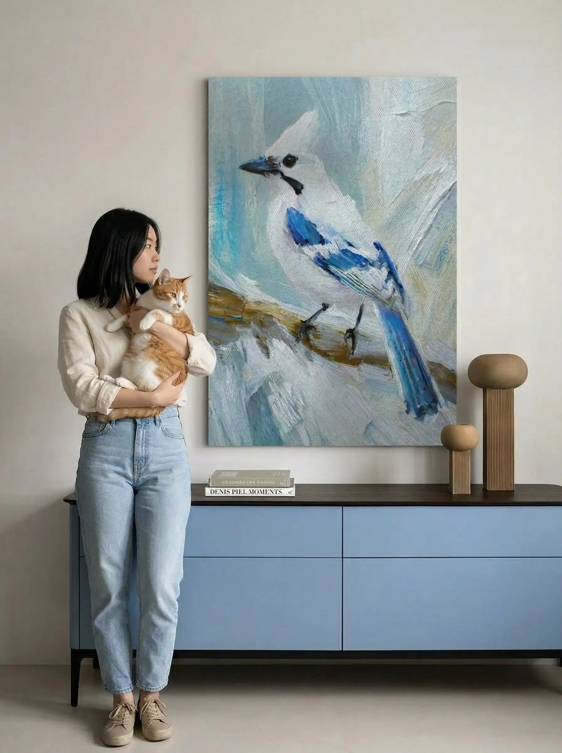 Cuadro pájaro naturaleza estilo contemporáneo formato vertical — Massinart