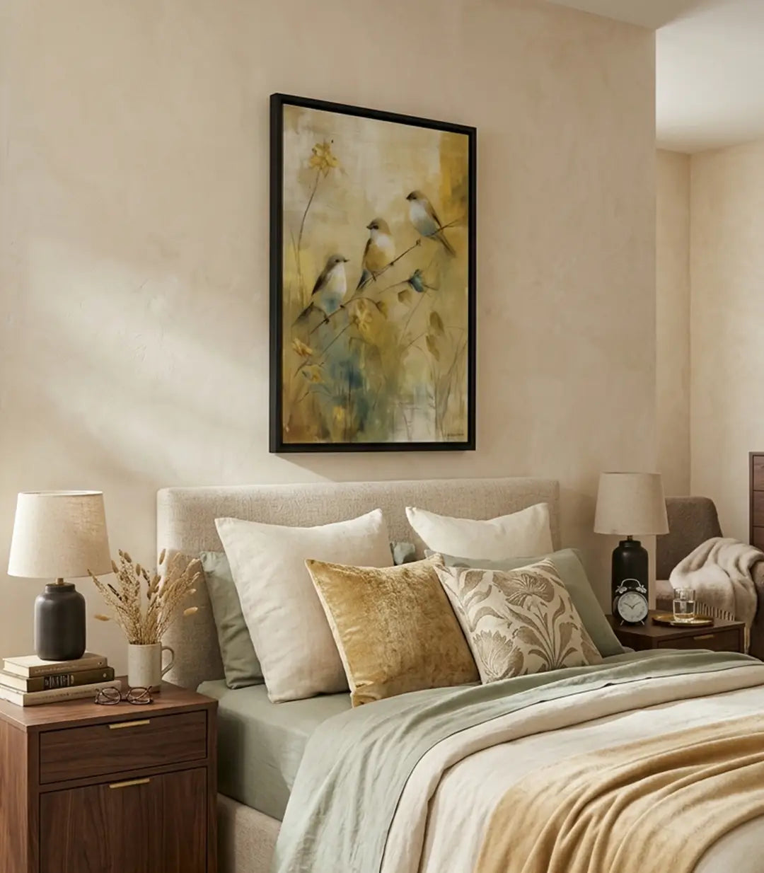 Cuadro Songbirds Massinart en comedor — decoración de pared con motivos naturales