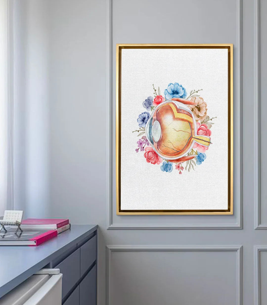 Cuadro Blooming Iris en decoración de oficina y consulta médica, arte mural moderno Massinart