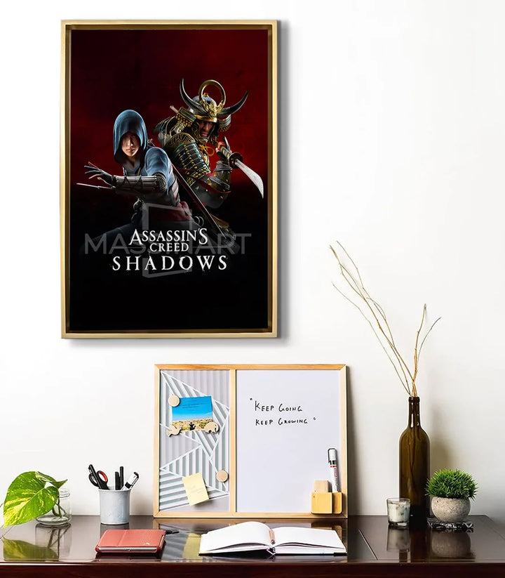Cuadro AC Shadows en despacho moderno — decoración con póster de videojuego Massinart