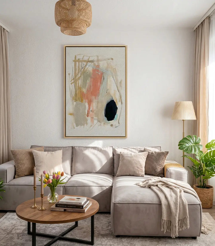 Ochre Dust – detalle de textura y capas ocre sobre lienzo, Massinart