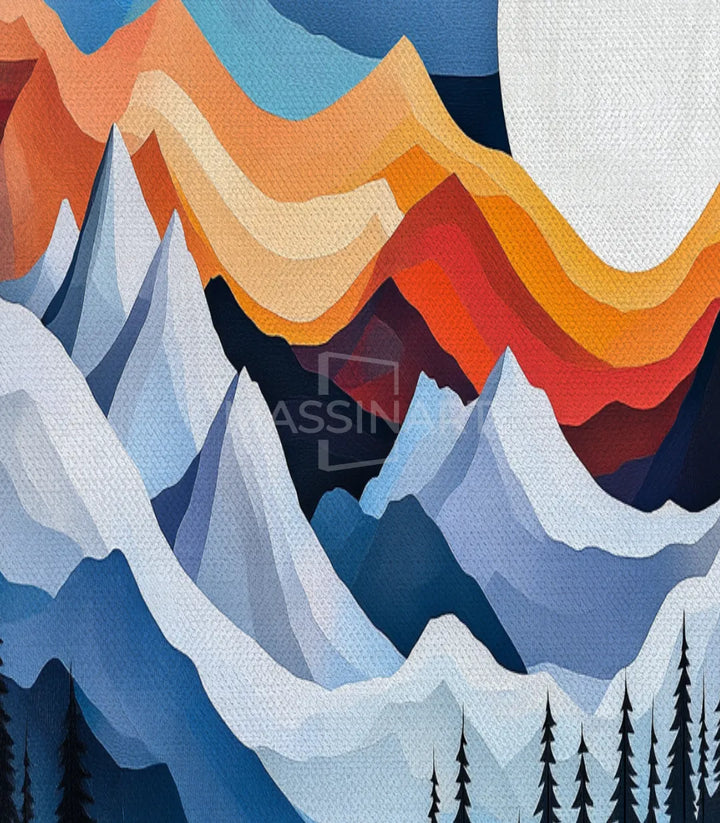 Cuadro Moonlit Peaks vista en salón decoración moderna Massinart