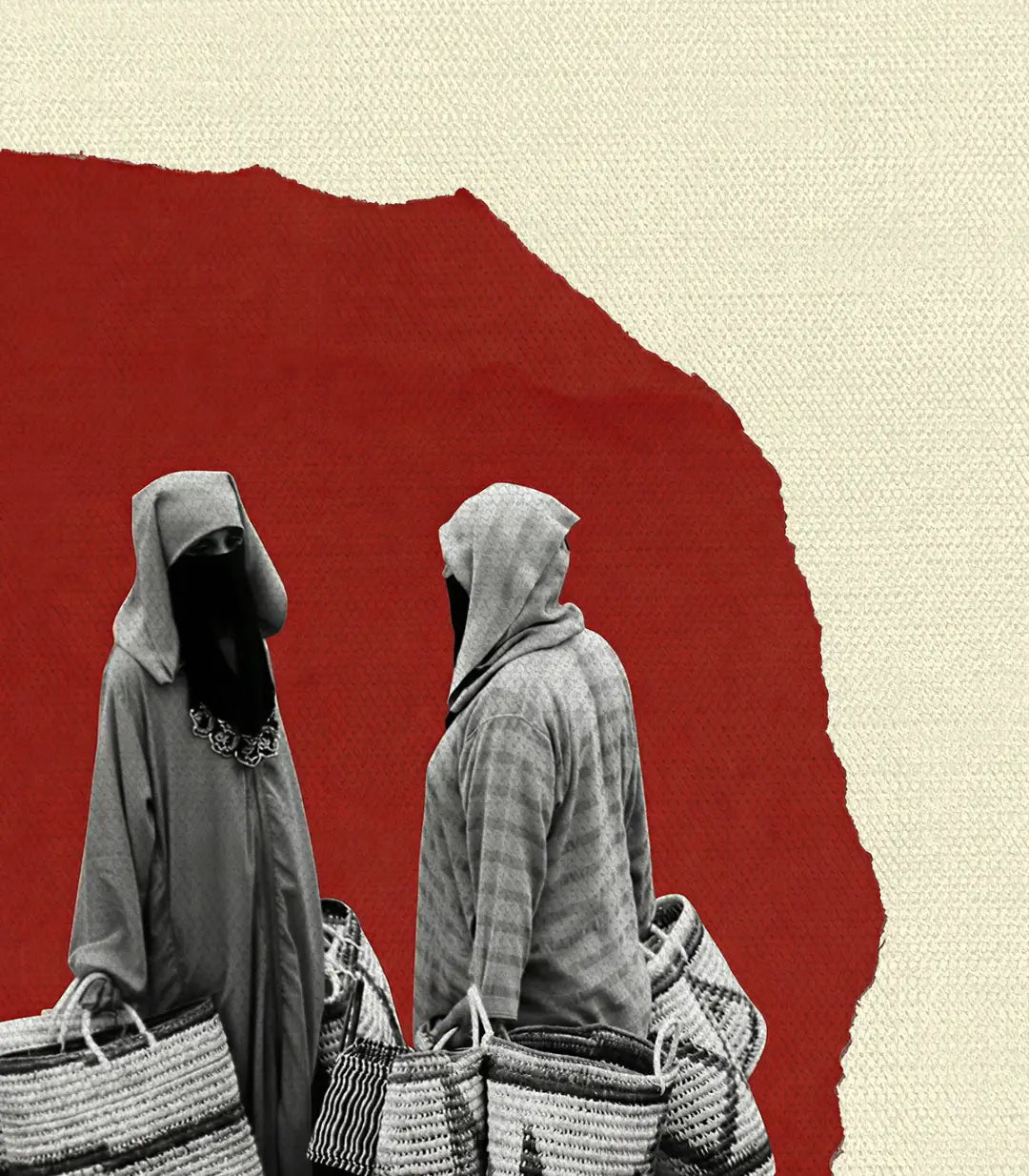 Red Beldi ambiente interior — cuadro de siluetas marroquíes en pasillo moderno, Massinart