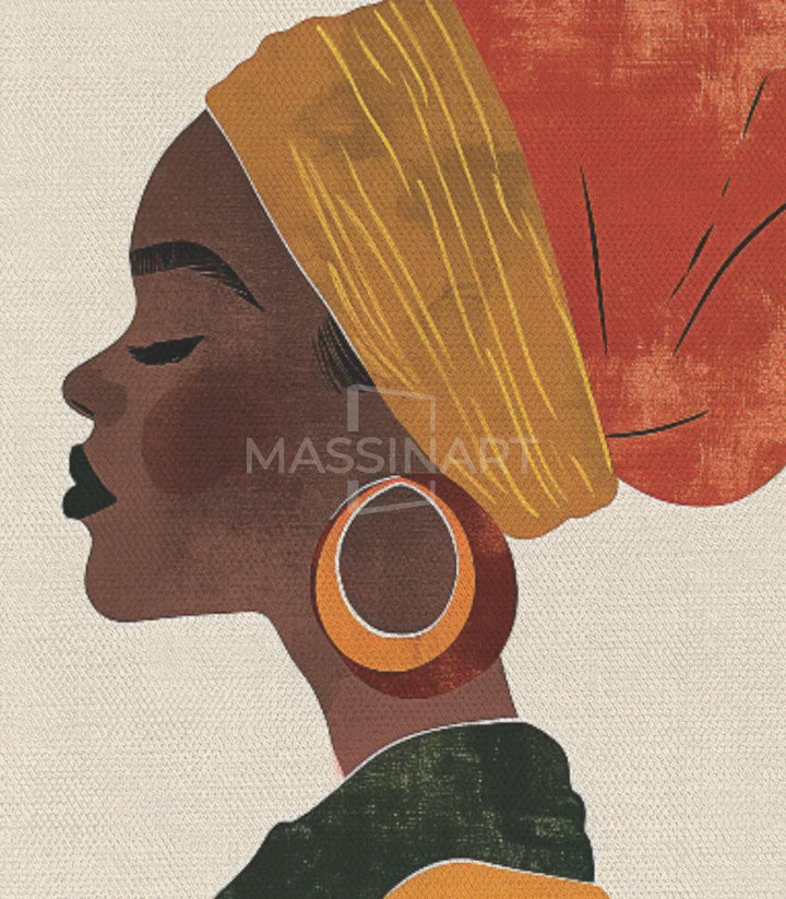 Simulación centro de belleza decorado con cuadro retrato mujer africana — Massinart