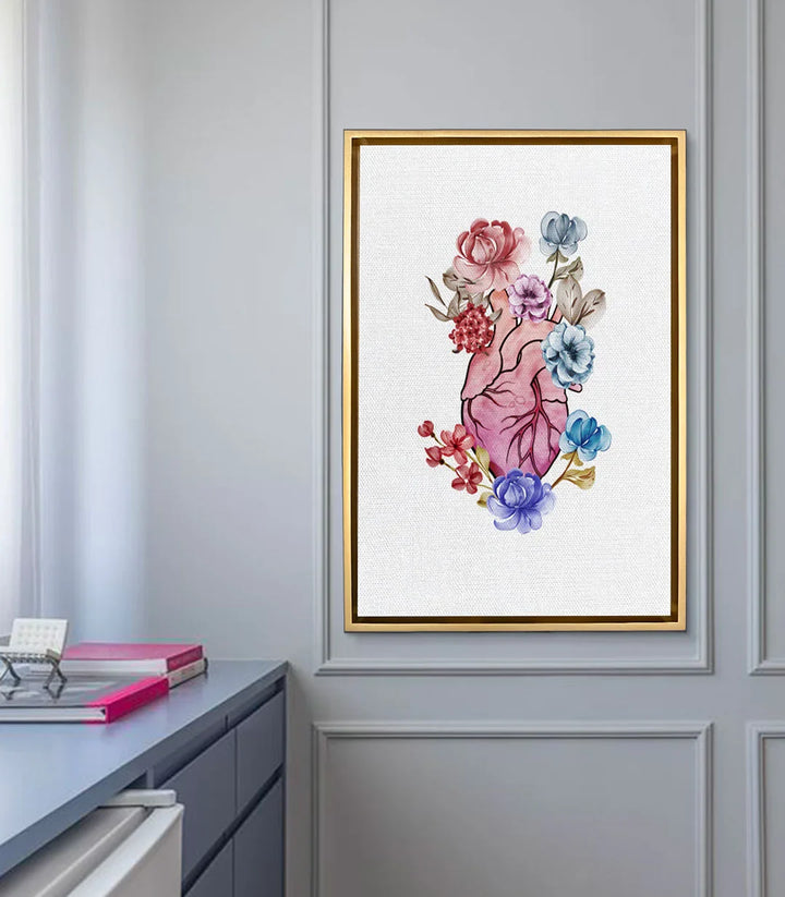 Cuadro Floral Heart en acuarela decorando un escritorio moderno — Massinart