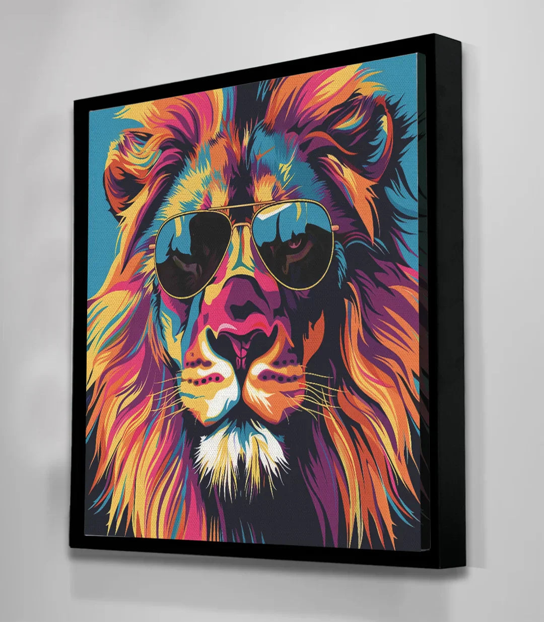 Lámina de león moderno estilo pop-art para decoración contemporánea