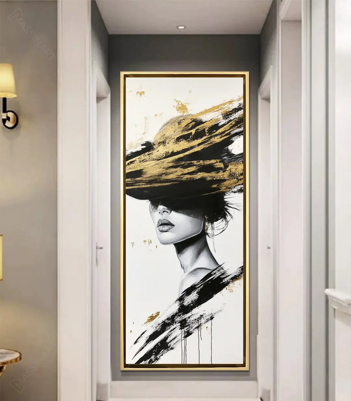 Cuadro Hidden Veil decoración pasillo moderno con lienzo figurativo Massinart