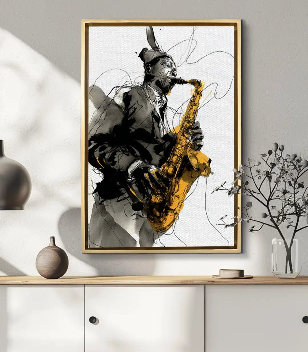 Cuadro Jazz Reverie en salón moderno — decoración mural con arte expresionista, Massinart