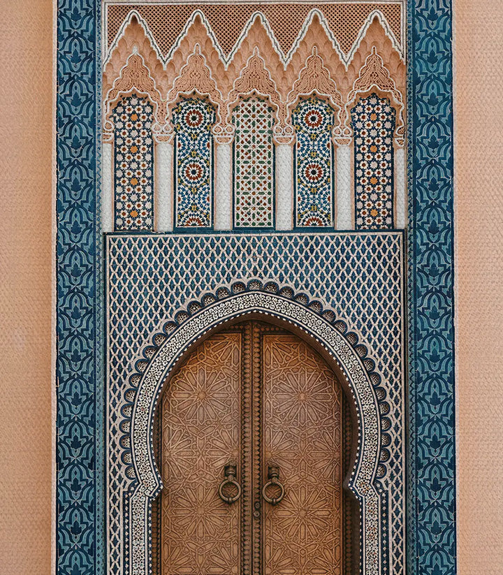Cuadro Medina Portal en dormitorio, estilo riad marroquí, decoración de pared, Massinart