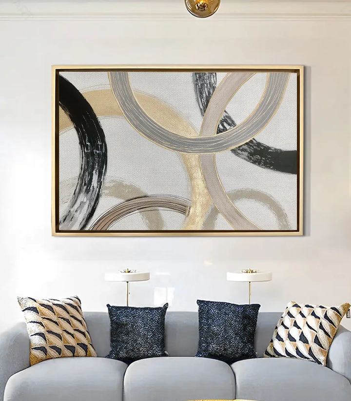 Cuadro Looped en salón moderno — decoración de pared contemporánea | Massinart
