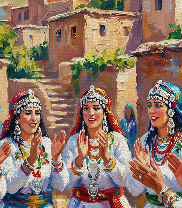 Cuadro Amazigh Folklore en dormitorio con ambiente cálido y acogedor, Massinart