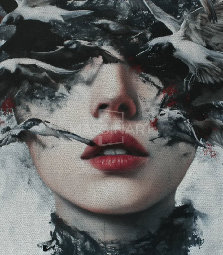 Cuadro Wisp of Wings foto-art vertical negro blanco arte mural Massinart