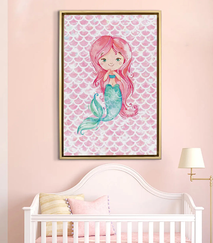 Cuadro Mermaid en decoración de habitación infantil de niña Massinart