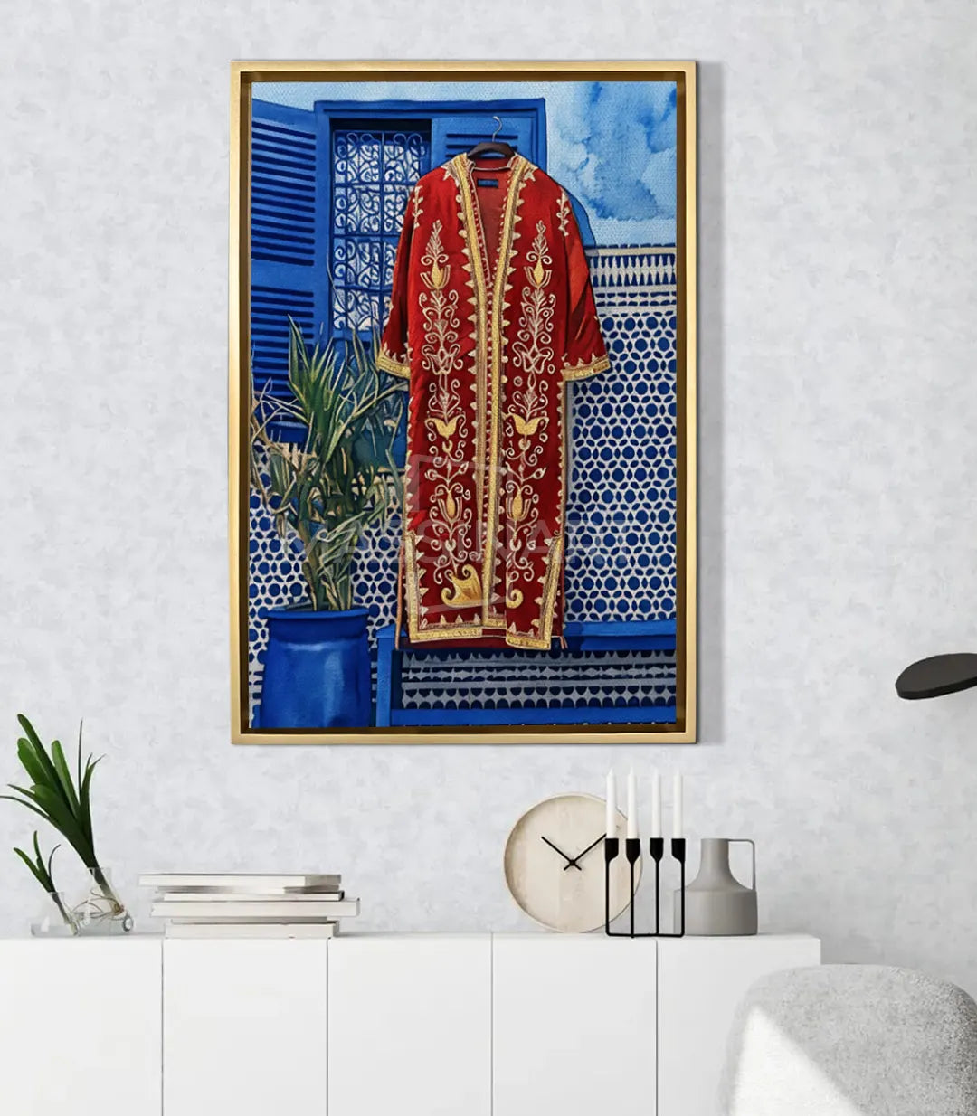 Detalle del cuadro Moroccan Caftan — bordados y drapeados del caftán tradicional marroquí sobre lienzo canvas