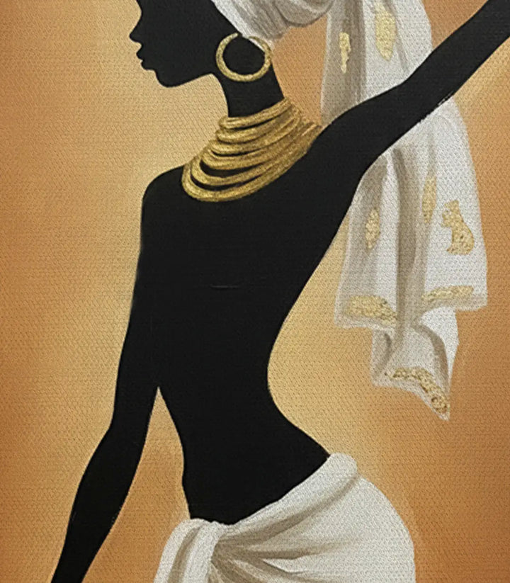 Ambientación hotel de lujo con cuadro retrato mujer africana Massinart