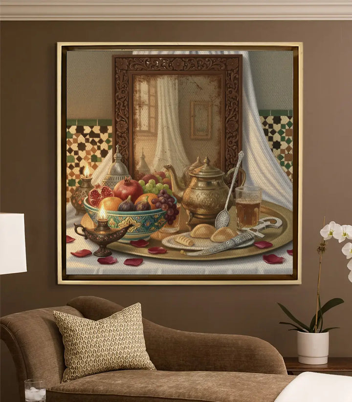 Cuadro Moroccan Feast en decoración de salón de estilo marroquí — Massinart