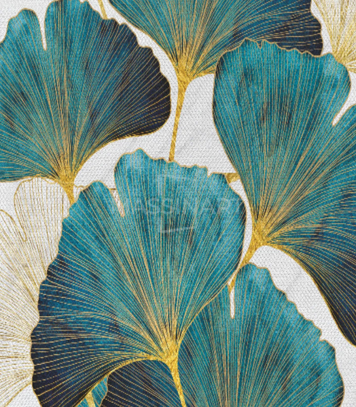 Ginkgo Lutos Leaves – arte mural botánico con marco de madera maciza, Massinart