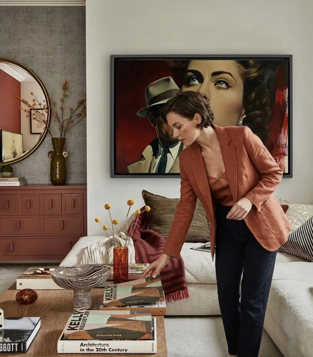 Cuadro Casablanca — variante de ambientación en salón decorado, Massinart