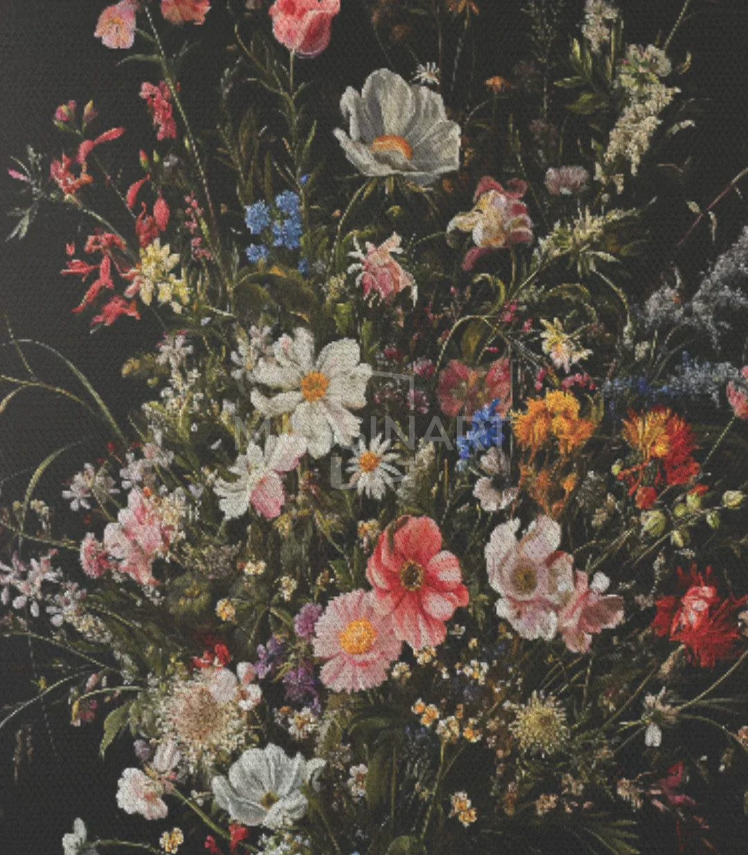 Cuadro Wild Flowers estilo botánico sobre fondo negro — Massinart