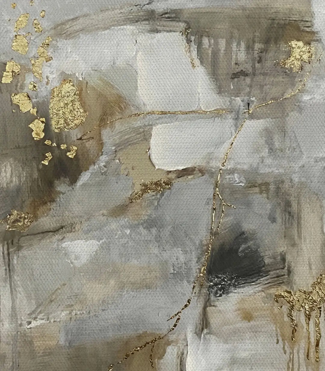 Cuadro Mending cuadrado beige dorado en ambiente zen de hotel, Massinart