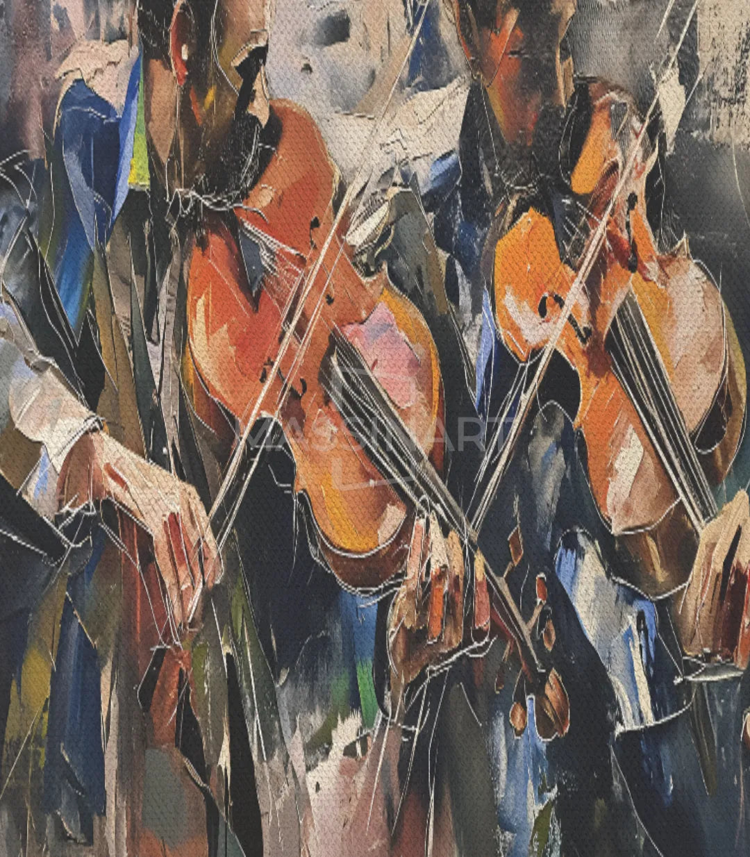 Cuadro Violinistas en salón contemporáneo — cuadro decorativo musical Massinart