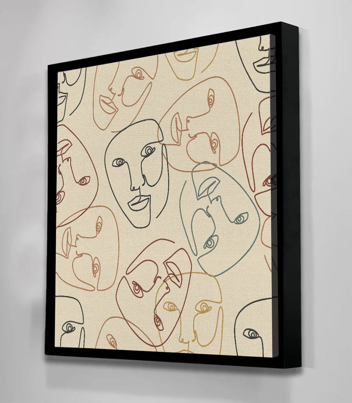 Cuadro Faces Massinart — ambientación en salón moderno