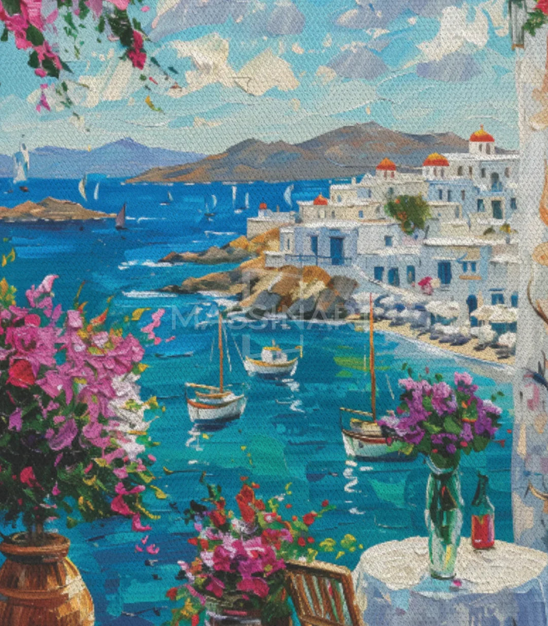 Cuadro Mediterranean Balcony decoración dormitorio paisaje mediterráneo Massinart