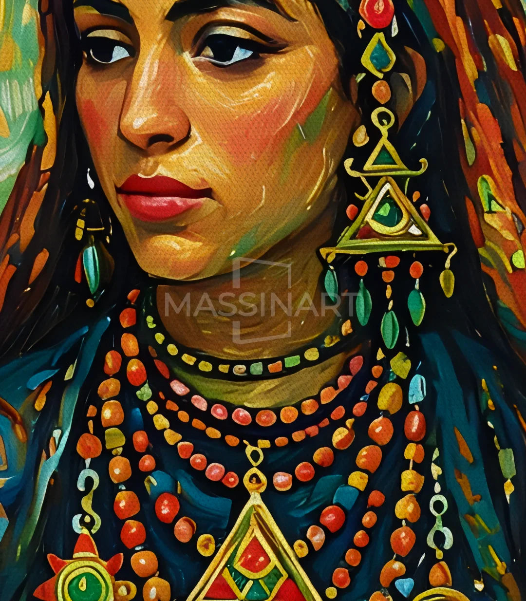 Cuadro Sousia retrato mujer bereber Massinart embalaje envío listo para colgar