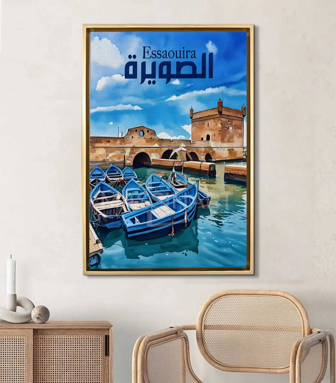 Cuadro Essaouira en salón moderno — decoración costera mediterránea, Massinart