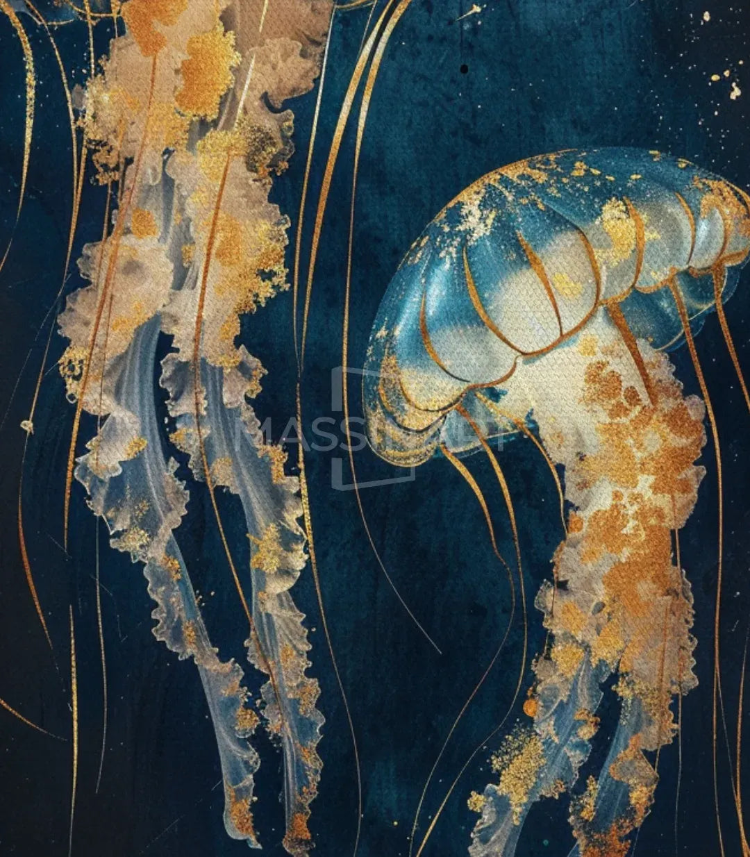 Cuadro Floating Gold Massinart — marco negro en salón de estilo contemporáneo