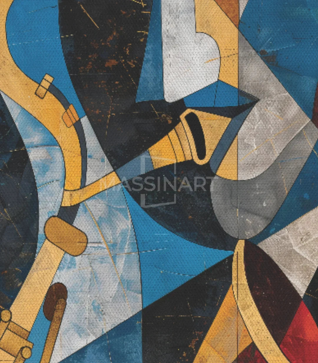 Cuadro Saxo — detalle de geometría abstracta musical, Massinart