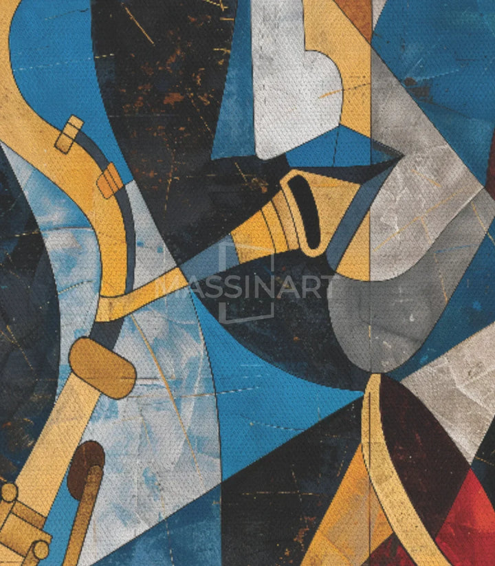Cuadro Saxo — detalle de geometría abstracta musical, Massinart