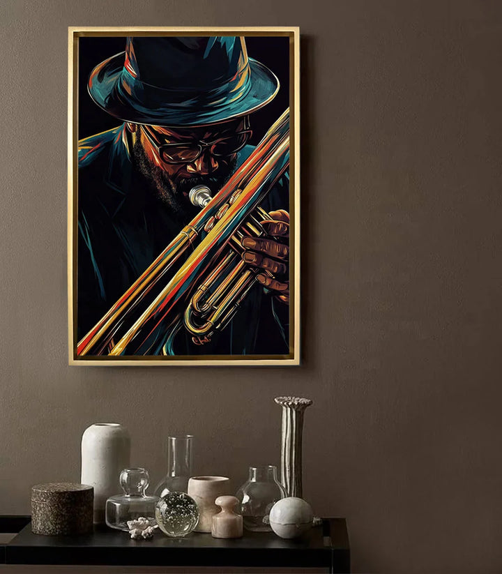 Cuadro Jazz Whispers en salón moderno decoración mural pared Massinart