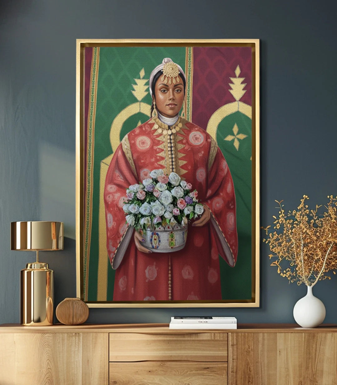 Cuadro retrato femenino en salón moderno decoración pared Massinart