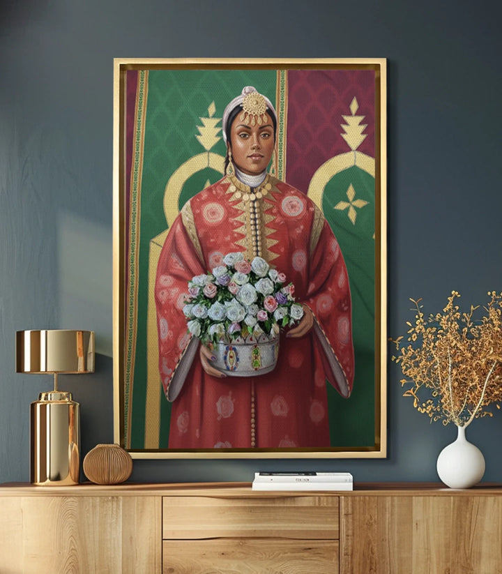 Cuadro retrato femenino en salón moderno decoración pared Massinart